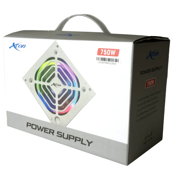 POWER SUPPLY XCON 750W blanco 1 AÑO DE GARANTIA